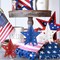 6-Inch Wooden Glitter Stars – Set of 3 3D Patriotic Decorations for Labor Day, Memorial Day & 4th of July, Red White & Blue Tiered Tray, Table, Shelf & Door Decor